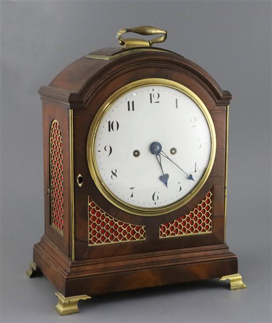 Dwerrihouse Carter & Son, Berkeley Square. A George III mahogany cased hour repeating bracket clock, width 11.25in. depth 8in. height 1